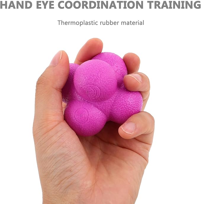 BESPORTBLE 4pcs Sports Reaction Balls: Hexagon Rubber Bounce Balls to Enhance Reflex & Coordination - Suitable for All Training Scenarios