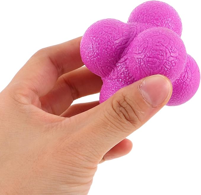 BESPORTBLE 4pcs Sports Reaction Balls: Hexagon Rubber Bounce Balls to Enhance Reflex & Coordination - Suitable for All Training Scenarios