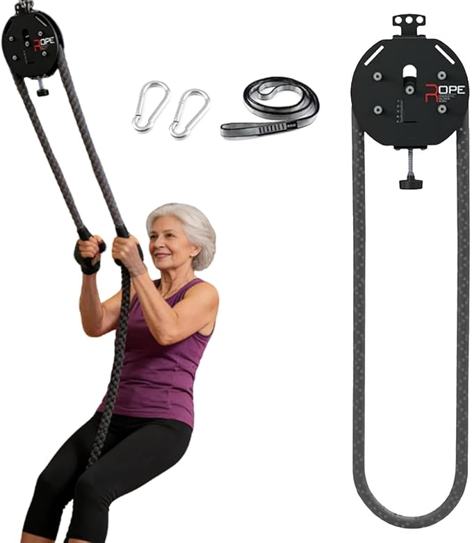 Resistance Trainer Machine, Endless Rope Trainer | Adjustable | Suspension Endless Rope Pulley System | Closed-Loop Nylon Rope | Home Gym Infinity Rope for Interval Resistance Training Black
