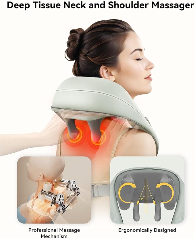 Snailax Cordless Neck Massager with Heat, Shiatsu Neck Shoulder Massager for Pain Relief Deep Tissue, 4D Kneading Shiatsu Back Massage Pillow, Gifts for Women, Men