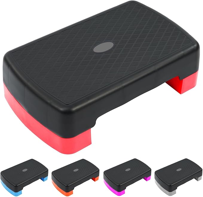 18" Aerobic Exercise Step Platform, Lightweight Portable Step Up Platform Trainer, Adjustable Height 3.9”5.9” for Home Gym