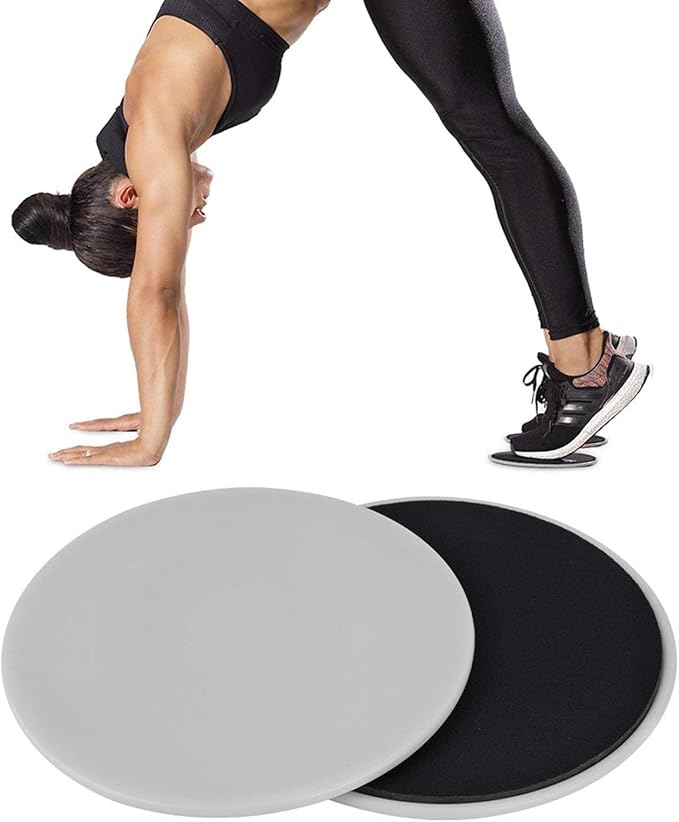 2pcs Discs Slider, Fitness Disc Slides Exercise Sliding Plate Sliding Discs Fitness Core Slider Workout for Gym, Home, Yoga, Pilates(Grey)