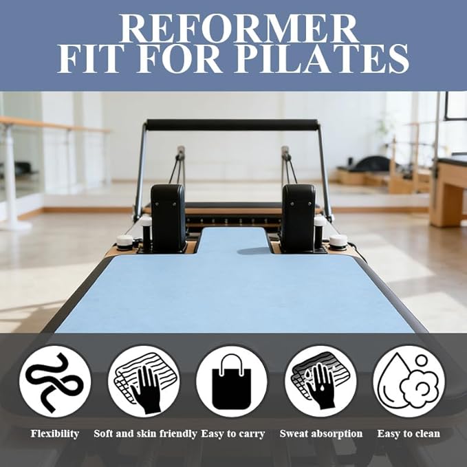 Non-Slip Pilates Reformer Mat Cover,0.8mm Thick Pilate Reformer Machine Cover Mat Towel,Pilates Mats for Reformer,Fleece Exercise Matfor Pilate Training Yoga 39" x 24"
