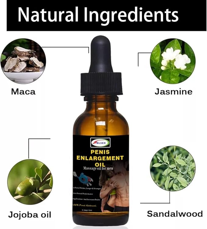 Men's Massage Oil – Natural with Herbal Extracts – 10ml Natural Male Enhancement