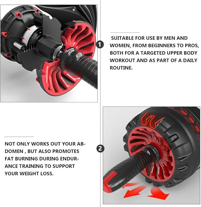 Veemoon Ab Roller Wheel with Automatic Rebound and Knee Pad, Silent Exercise Wheel for Home Gym Fitness Equipment, Core Strength Training Accessory for Abdominal Workout