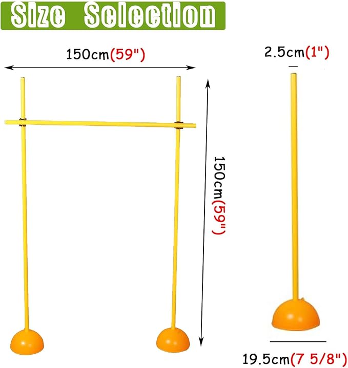 Agility Hurdles Jumping Practice Hurdles Pole - 100/150/180cm, Agility Hurdles Sports Equipment, Soccer Trainer, Track & Field Hurdle, Speed Hurdles for Dog(150cm/59in/5ft)