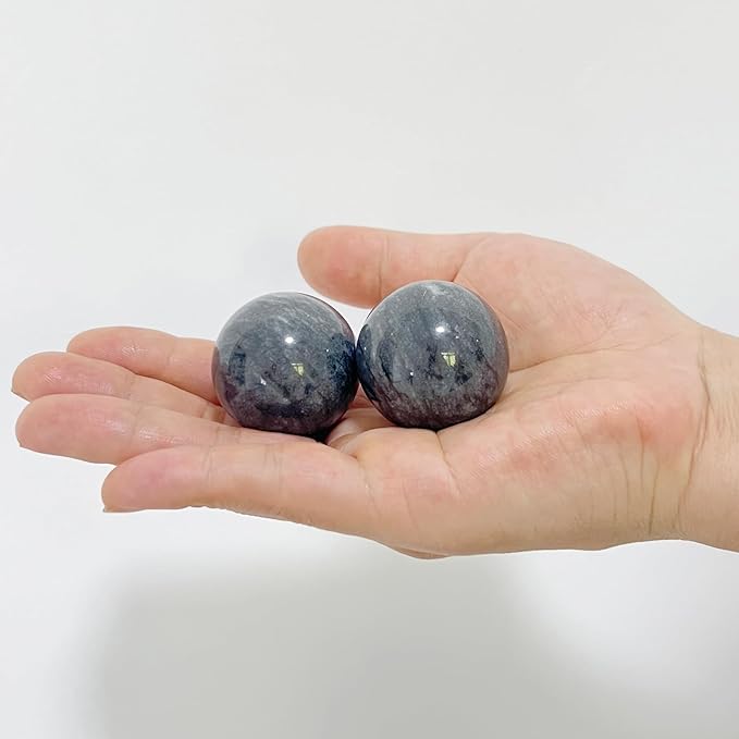 Traditional Chinese Baoding Balls, Marble Health Exercise Stress Relief Balls, Dark Grey, 2-Piece Set (Dark Grey, Medium-1.57")