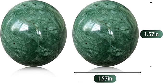 Traditional Chinese Baoding Balls, Marble Health Exercise Stress Relief Balls, Dark Green, 2-Piece Set (Dark Green, Medium-1.57")