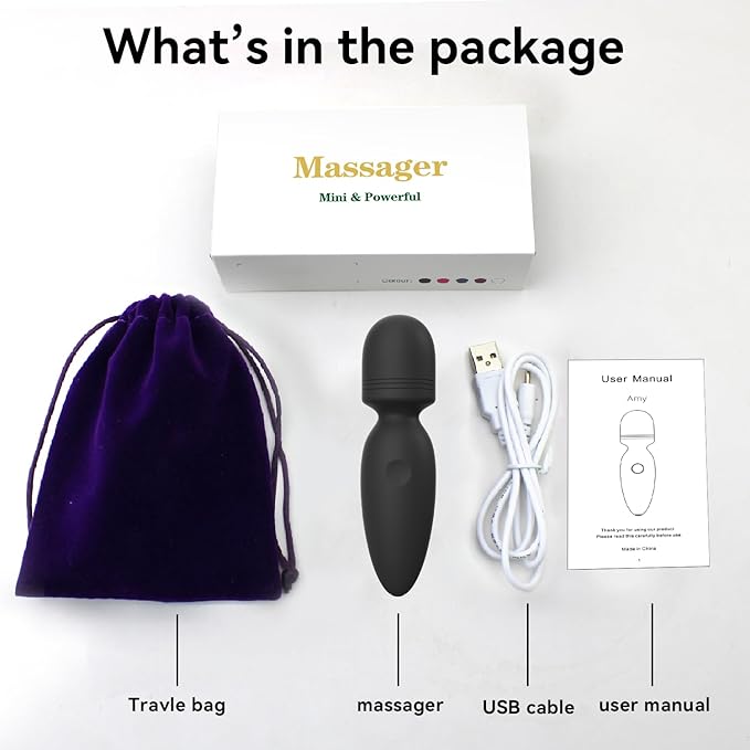 Mini Massager Tools,Small Waterproof Cordless Handheld Massager with 10 Vibration Modes, Personal Handheld Massager for Back（Black）