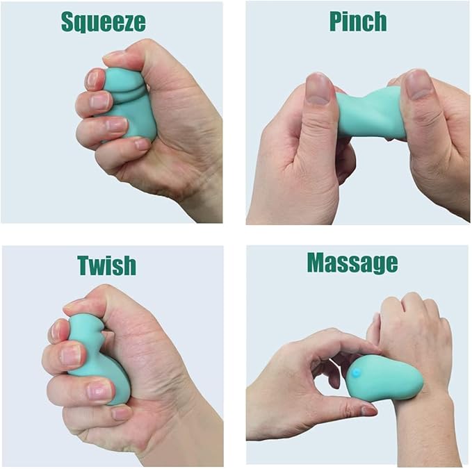 Multifunctional Ultra Soft Squeeze Personal Electric Massager with Vibrating Physic Therapy Massage Ball, Finger Massager for Hand Exercisers Fidget & Relaxtion(Green)