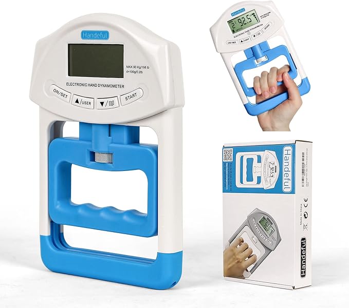 Handeful Grip Strength Tester Trainer - Dynamometer Handgrip Measurer Meter, Handheld Strengthener Exerciser for Sports, School, and Home Use