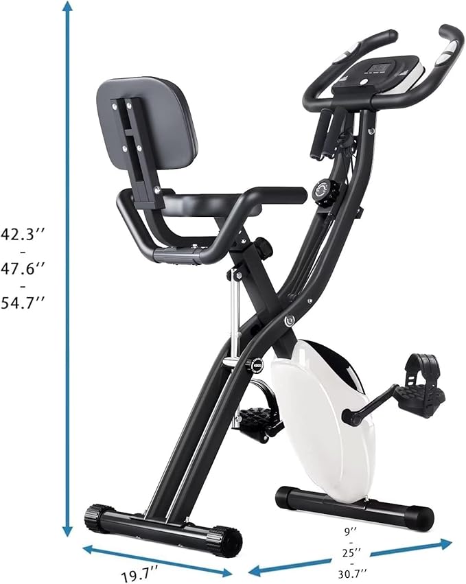 Merax Workout Bike For Home - 2 In 1 Recumbent Exercise Bike and Upright Indoor Cycling Bike Positions, 16 Level Magnetic Resistance Exercise Bike, Foldable Stationary Bike Machine, Fitness Bike