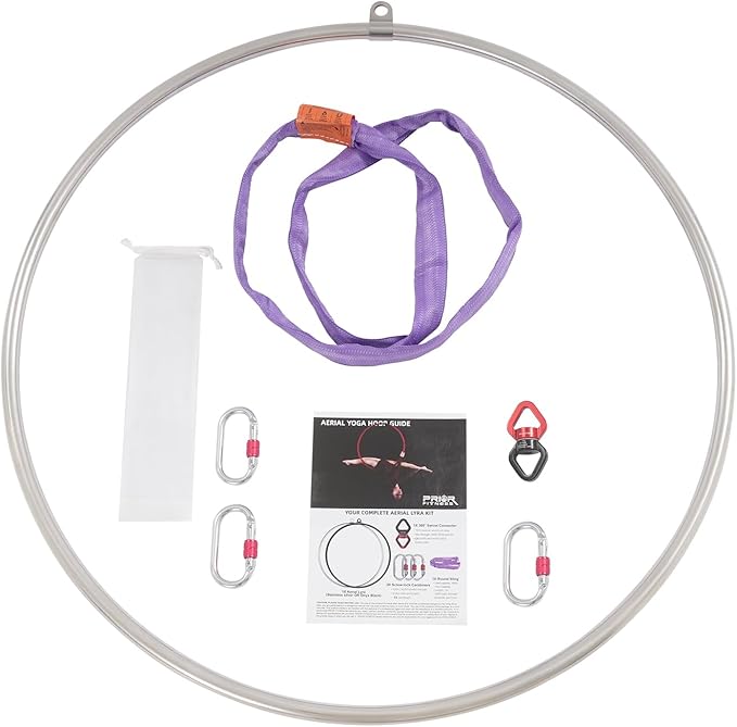 Aerial Hoop Set 33.5" Aerial Lyra Hoop Professional Circus Fitness with Complete Rigging Hardware Kit Acrobatics Equipment Hanging Rings for Home Yoga Dance Sling Kit