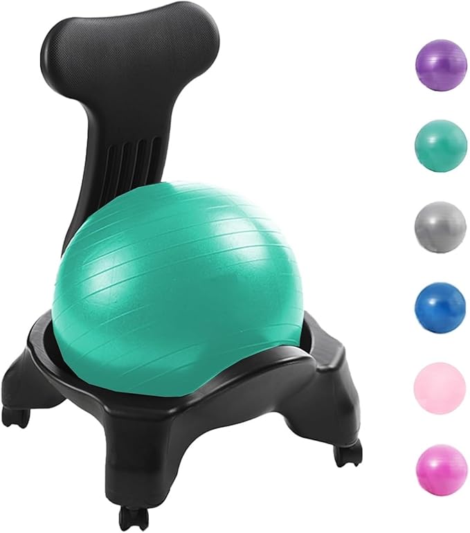 Yoga Ball Chair,Yoga Ball，Exercise Ball, Yoga Ball Chair Ergonomic Chair with Replaceable Balls Stability Yoga Ball Chair for Office Home Classroom Exercise Ball Seat(Green)