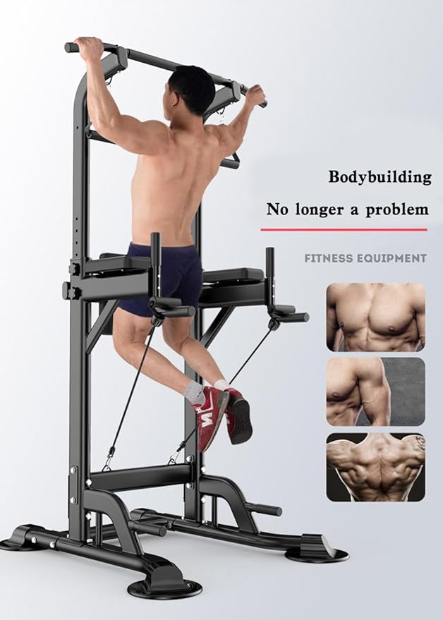 Mad Hornets Pull-Up Bars & Squat Bar Power Tower Dip Stands Strength Training for Home Gym