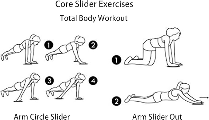Exercise Core Sliders for Working Out, Dual Sided Sliding Discs Use on Hardwood Floors, Workout Glider Discs Abdominal & Total Body Gym Exercise Equipment for Home