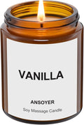 Massage Oil Candle, Romantic Gift SPA Use Home Scented Candle Body Oil, Ultra Hydrating Body Care with Soybean Oil, 4.5oz (Vanilla)