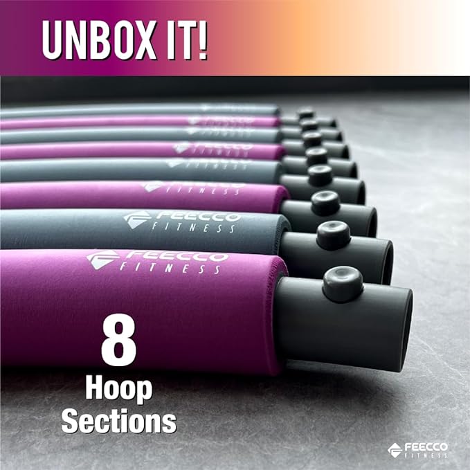 FEECCO Weighted Fitness Hoop, 8 Detachable Sections for Weight Loss