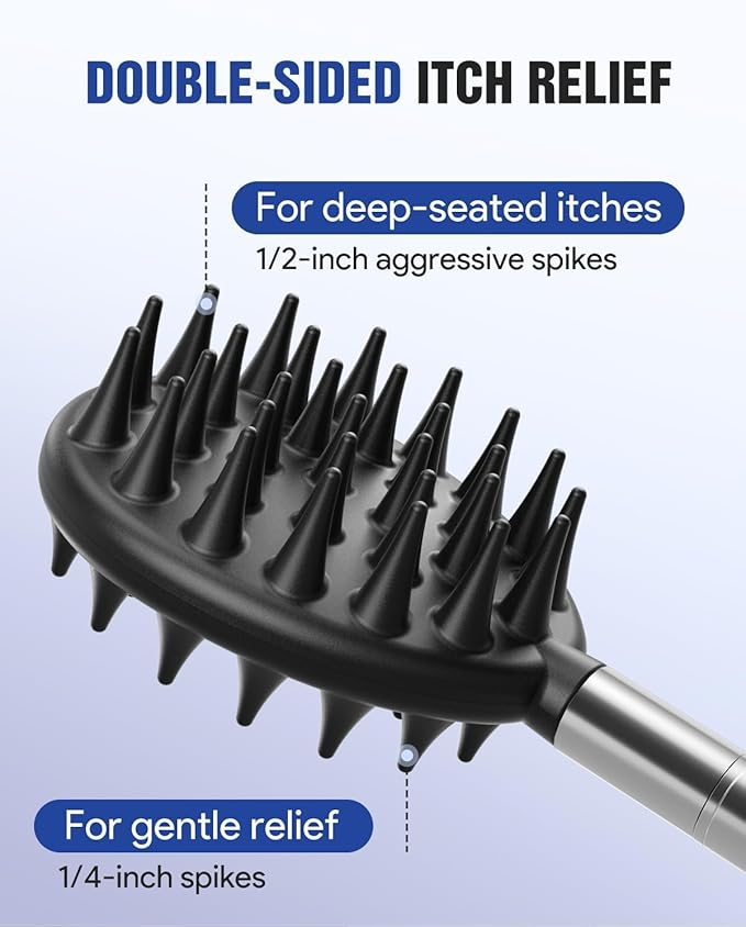 Gelibo Telescoping Large Back Scratcher with 5 Detachable Heads,Rubber Handles Gifts for Him, Gifts for Men, Extendable Back Massager Tool with Beautiful Box