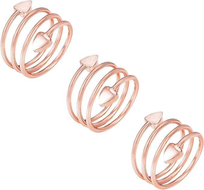 Copper Rings for Women, 99% Pure Copper Set 3Pcs Heart-Shaped Rose Gold Magnetic, Fashion Jewelry Presents(R 3PCS)