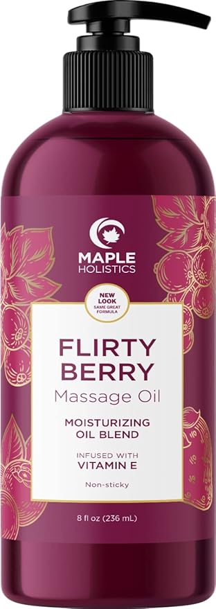 Scented Sensual Massage Oil for Couples - Tropical and Berry Full Body Massage Oils with Jojoba Coconut and Sweet Almond Oil with Sweet Aromas for Special Moments - Non GMO Gluten Free and Vegan