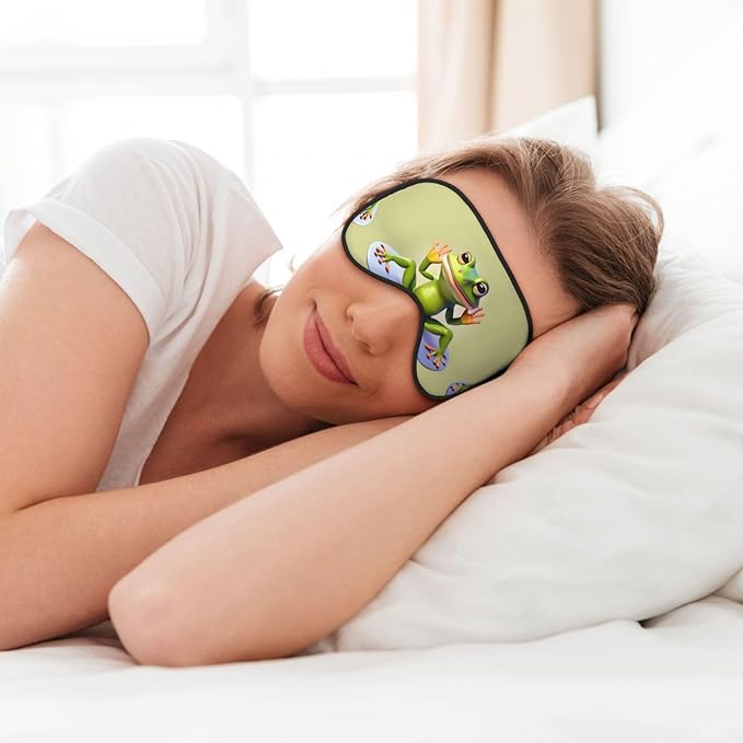 The Funny Frog Doing Yoga Head-Mounted Double-Sided Light-Blocking Sleeping Eye mask to Protect Eyes and Relieve Eye Fatigue