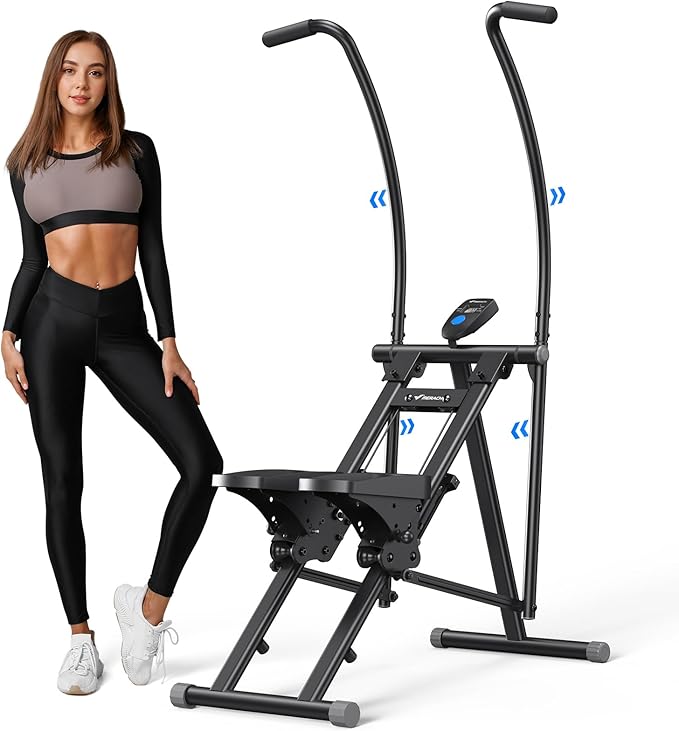 MERACH Stair Stepper for Home Gym Exercise, New Version Stairmaster for Full-Body Workout, Compact Folding Stair Climber with Extended Step Range, Adjustable Handlebar/Pedal