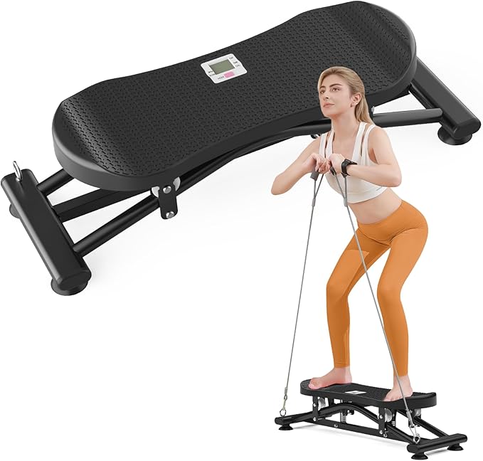 Balance Board for Adults, Rocking Stepper with Resistance Bands, Portable Wobble Board Featuring LCD Monitor, 300 lbs Capacity Ski Balance Trainer for Full Body Workout at Home Gym