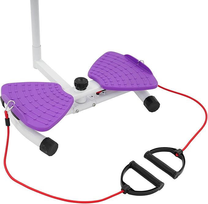 Waist Twisting Machine with Handlebar, Ab Twist Board with Adjustable Height Handle, 330 lbs Capacity Waist Twister for Women Belly Fat, Home Gym Exercise Equipment for Slim Waist(Purple)