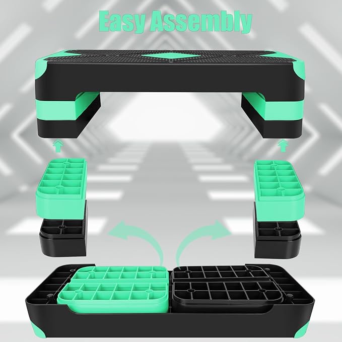 Exercise Workout Aerobic Step Platform Trainer, 27" Aerobic Stepper with 4"-6"-8" Adjustable Height Risers
