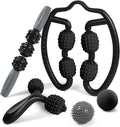 Odoland Massage Set - 360 Trigger Point, Muscle Roller Stick, Y Shaped Handheld, 2 Massage Balls for Legs, Arms - Myofascial & Deep Tissue Pain Relief - Black