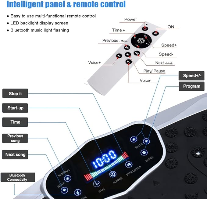 Vibration Plate Exercise Machine,Whole Body Vibration Platform Machine,Fitness Vibration Trainer for Weight Loss Shaping Toning Home Gym