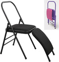Foldable Yoga Auxiliary Chair for Adults Yoga Chair with Lumbar Support Metal Steel Frame 330 lbs Capacity YogaAuxiliaryChair for Balance Handstand Training Back Pain Relieving(Black)