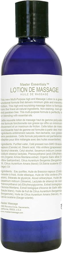 Master Massage Organic Massage Lotion (Pack of 4) - 8 fl oz, Skin-Nourishing Formula for Relaxation, Ideal for Massage Therapy and Home Use