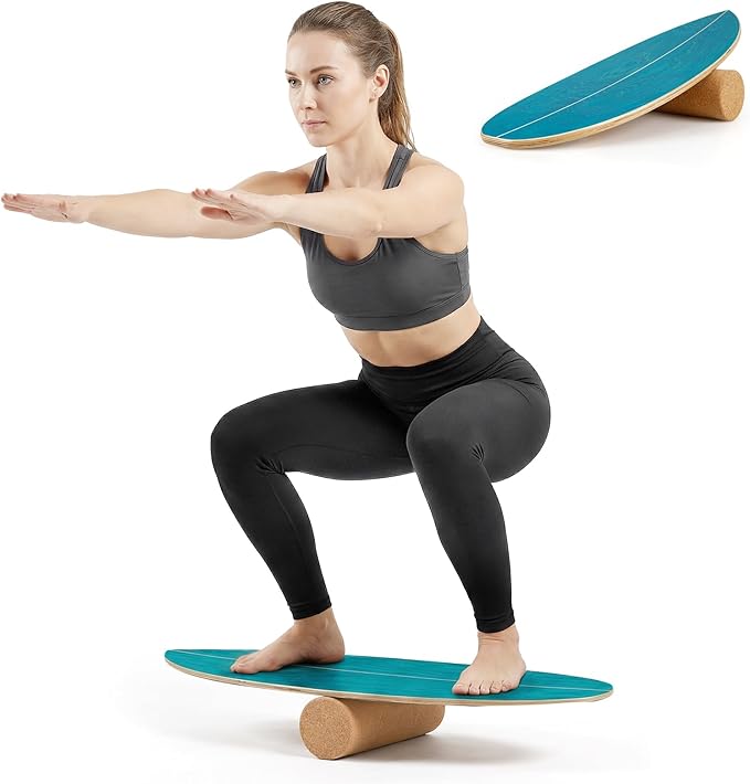 GYMAX Balance Board for Adults, 330LBS Wobble Boards with Storage Rack, Wooden Exercise Balancing Stability Trainer for Improve Balance, Surfing, Skate, Yoga, Skateboarding