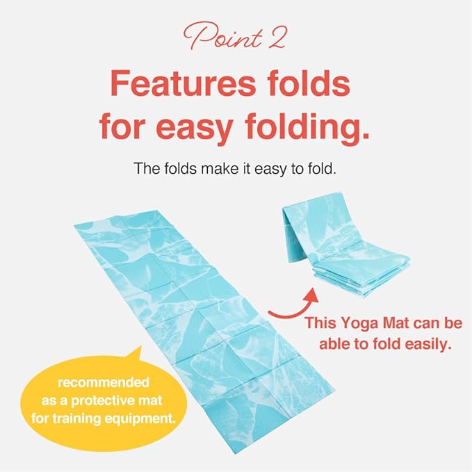 Primasole Folding Yoga Travel Pilates Mat Foldable Easy to Carry to Class Beach Park Tear resistant Travel Picnics 4mm Thick 9 Colors