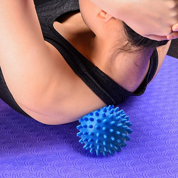 PGYUD Spiky Massage Ball – Trigger Point & Plantar Fasciitis Relief – Deep Tissue Roller for Feet, Back, and Muscles (Blue)