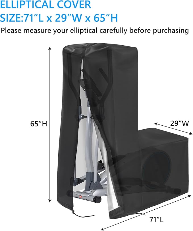 Elliptical Cover Elliptical Exercise Machine Cover for Indoor & Outdoor Home Elliptical Fitness Machine Protective Cover Waterproof & Dustproof Black
