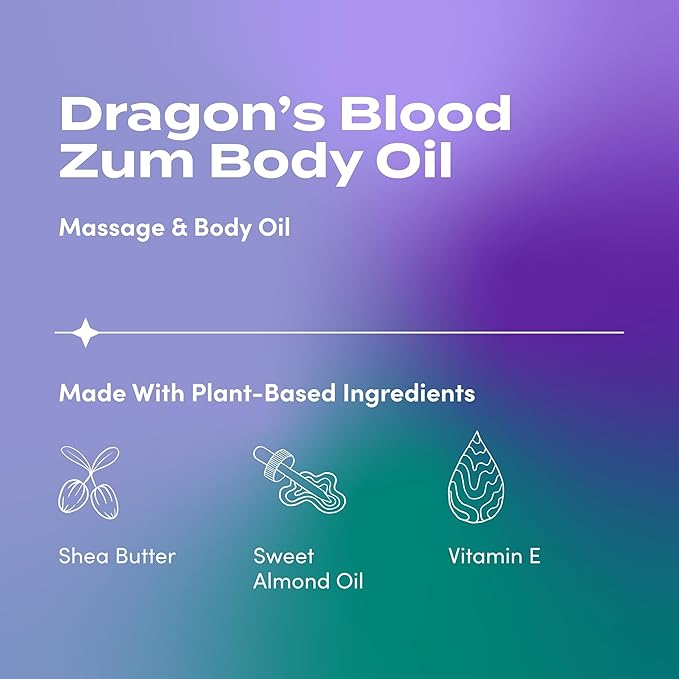 Indigo Wild Zum Dragon's Blood Body Oil - Nourishing Body Massage Oil for Massage Therapy & Hydration - Nourishing, Vegetarian Massaging Oil with Sweet Almond Oil - 4 fl oz