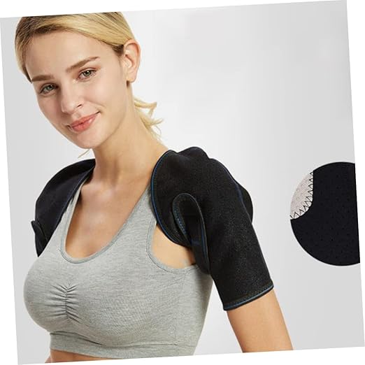 Self-Heating Shoulder Pad Large Black Breathable Support Belt Magnetic Therapy for Pain Relief for Men and Women at Home or Office