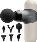Morelax Mini Massage Gun Portable Deep Tissue Muscle Percussion Massager, Electric Handheld Sport Massager with 6 Massage Heads 4 Speed, Best Gift (Almond)