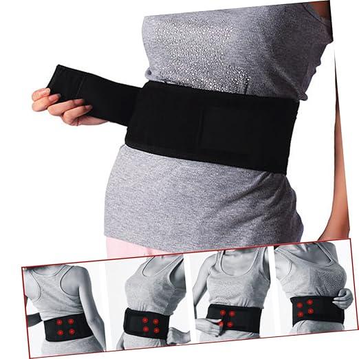 NOLITOY 3pcs Elastic Self-heating Lumbar Brace Magnetic Therapy Back Support Double Pull Straps Back for Surgery (size)