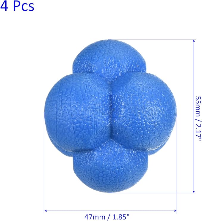 4 Pack Reaction Ball - TPR High Difficulty Agility Training Ball Apply to Sports Exercise Daily Use (Blue)
