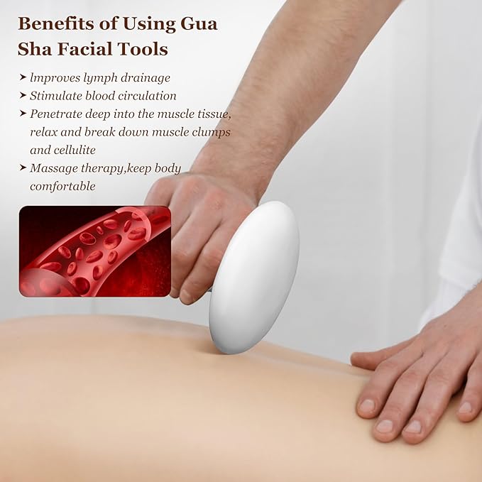 gemshan Guasha Massage Tool Mushroom Shape Natural Jade Stone for Body Face for Essential Massage Spa Massage Therapy