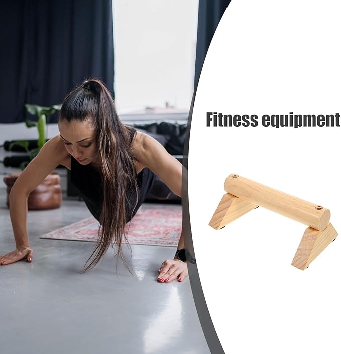 PRETYZOOM Push-up Bars with Non-slip Pads, Pine Wood Pushup Stands 21x13x8.7cm, Household Workout Equipment for Arm and Chest Strength Training