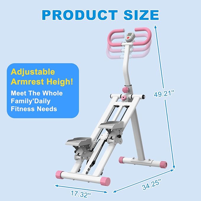 Stair Stepper for Home Gym, Foldable Full Body Exercise Climbing Machines, Vertical Climber Workout Machine with Resistance & Adjustable Handles, Frame Stable