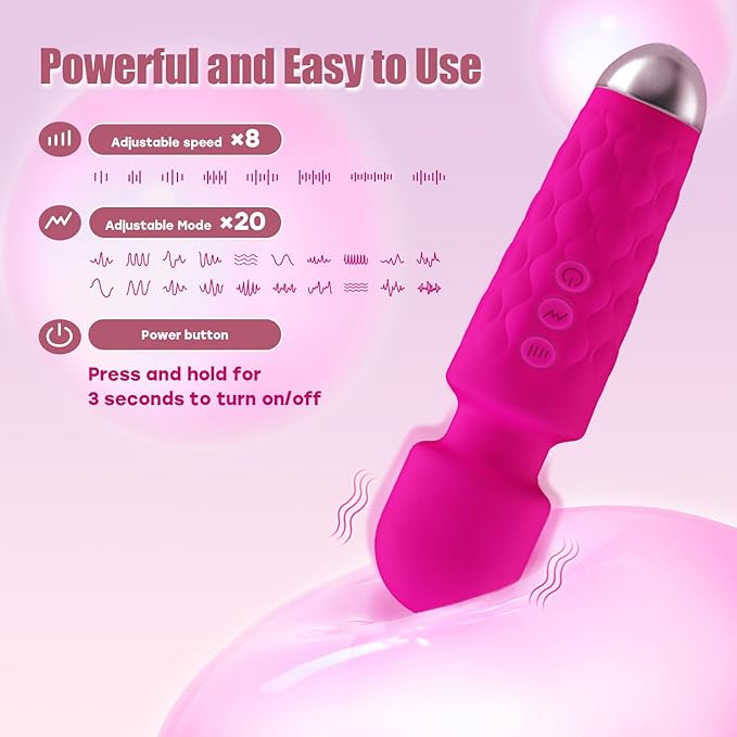 AImassa wand Portable Handheld Back Massager -Massage Tool to Relieve Neck and Shoulder Muscle Fatigue and Promote Relaxation (Rose Pink)