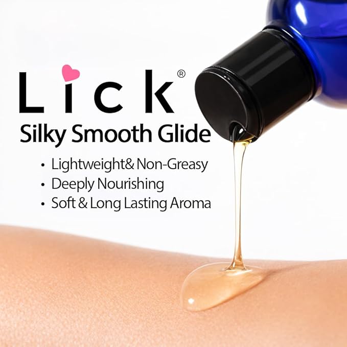 Lick Tropical Coconut and Pineapple Massage Oil – Island-Inspired Edible Massage Oil with Almond Oil & Vitamin E, Smooth Glide for Couples Massage Escapes, 4 oz
