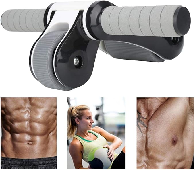 2 Wheels Ab Roller Wheel, Abdominal Muscle Exerciser, Dual - Wheel Core Trainer with Knee Pad for Home Gym, Stable Aluminum Alloy Frame, Foldable Design for Full - Body