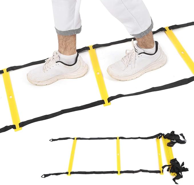 Agility Ladder, 12 Rungs PP Speed Ladder Adjustable Foldable Training Ladders with Triangular Hook and Loop for Soccer, Speed, Football Fitness Feet Training